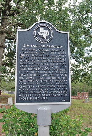 The marker at Jim English Cemetery is one of the 255 historic site markers in Houston County issued by the Texas Historical Commission. (COURIER FILE PHOTO)