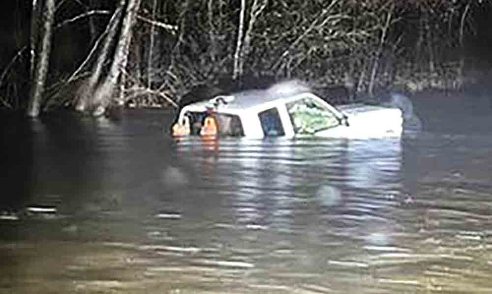 High, fast-running water in the area of Piney Creek Road claimed the life of a Corrigan man on Wednesday.  Courtesy photo
