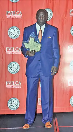 Jessie White at the Prairie View Interscholastic League Coaches’ Hall of Fame induction ceremony last week.