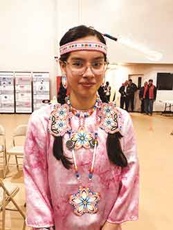 Aaliyah Johnson, 14, has participated in Native American dancing most of her life. She presently participates in Southern Cloth Dancing, which is a slow dance of graceful movement that the women in the south do. When she was younger, she did Jingle, a northern-style dance that originated in the Ojibway Nation. Courtesy photo