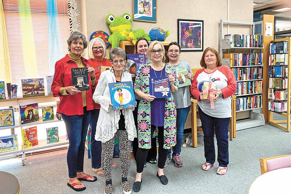 The Republican Women of Trinity County donated several books for young readers to both of the Trinity County libraries. The books are a part of the National Federation of Republican Women Maime Eisenhower Library Project and thoughtfully chosen by Lily Guerin. Pictured are the Blanche K. Werner staff and volunteers (Joy Jackson, Sophie Evans (Director), Paula Holcomb & Lily Guerin) with RWTC’s Monet Lasater, Barbara Chamberlin & Sally Harrington.  Courtesy photos