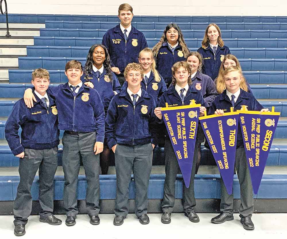 Shepherd FFA members that competed recently in district include (bottom row, from left) Jordan Cutaia, Gage Murphy, Mason Palazzo, Thomas Barton and Garrit Burton; (middle row, from left) Tangela Yates, Lori Schoppe, Bethany Hassler and Jasmine Skinner; and (top row, from left) Hunter Goodman, Baylee Windt and Krysten Neal.  Courtesy photo