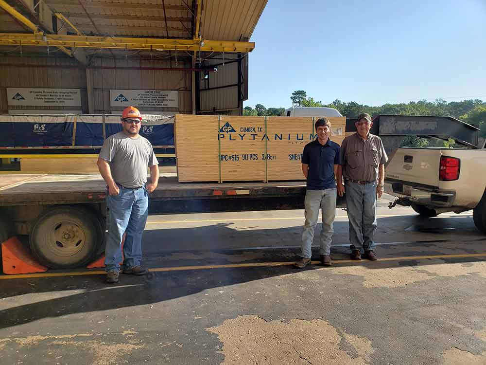 Pictured are (from left) Timothy Skinner, GP Camden Plywood Shipping Forklift Operator; Andrew Krenek, Groveton Ag Science Teacher; and Luther Cockrell, Groveton ISD Maintenance representative. (Courtesy photo )