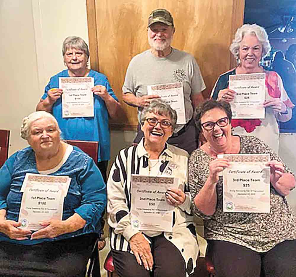 The winners of the Trinity Peninsular Chamber of Commerce 42 tournament held during the Trinity Community Fair are (from left) Mary Barnett and Wanda Riley, first place; Marian McMillan and Jim Hill, second place; and Goodie Kelly and Ivy Phillips, third place. The group won over 34 participants. Courtesy photo