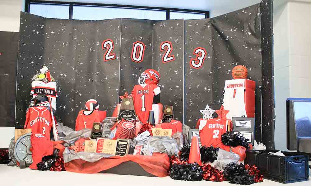 The awards and accolades for Groveton Sports are on display. PHOTO BY TONY FARKAS