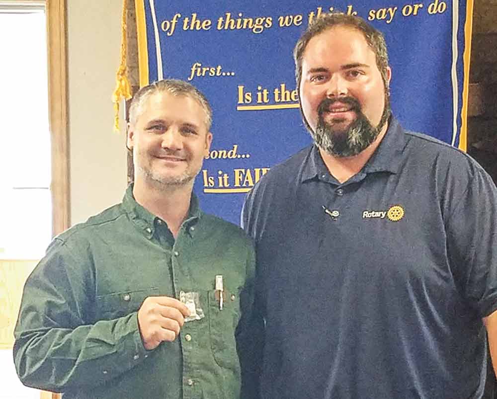 Lee Blau was recently inducted as a new member of the Rotary Club of Livingston (l-r) Blau and Rotary President Andrew Boyce. Photo by Emily Banks Wooten