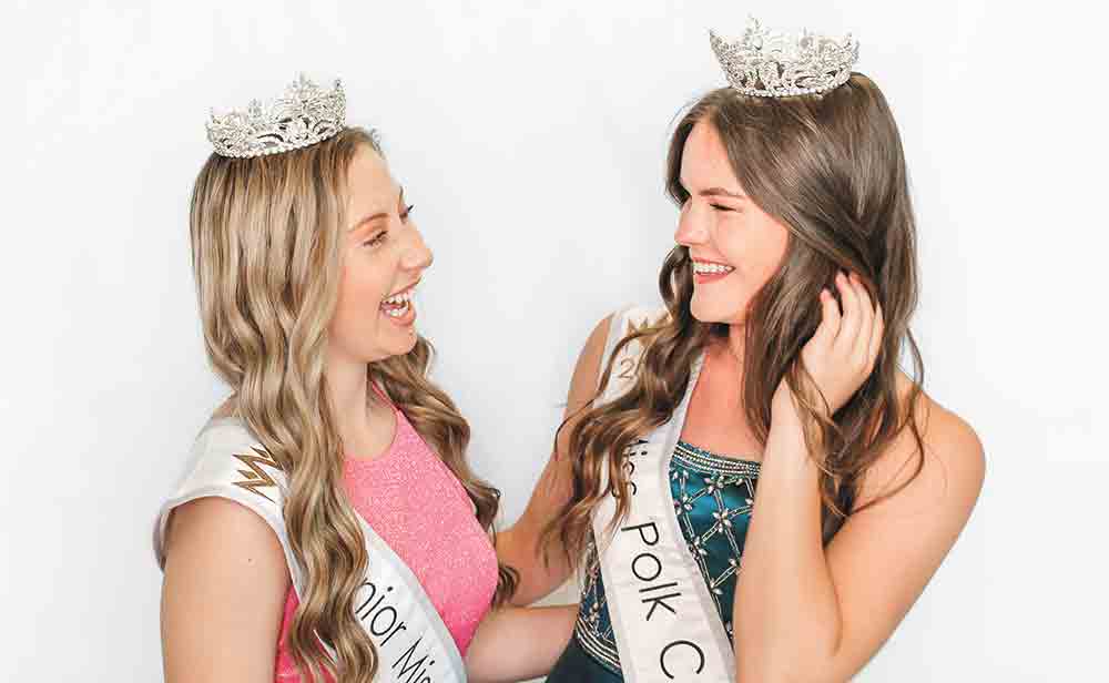 The reigns of 2022 Miss Polk County Ashley Moore (r) and 2022 Junior Miss Polk County Madalyn Green (l) will come to a close on Saturday when a new Miss Polk County and Junior Miss Polk County are crowned. The annual pageant is slated for 7 p.m. Saturday in the Florence Crosby Auditorium at Creekside Elementary School. The doors open at 6 p.m. Courtesy photo