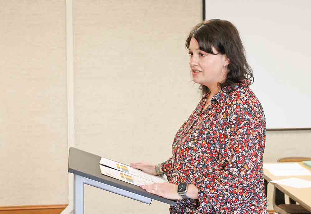 Woodville High School principal Lara Robinson addressed the Woodville ISD Board of Trustees about her campus’s STAAR scores at Monday night’s board meeting. CHRIS EDWARDS | TCB