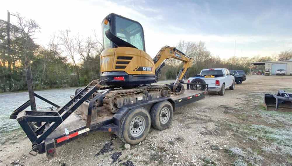 The stolen excavator recovered by Crockett Police. Image provided by Tyler-Longview KLTV