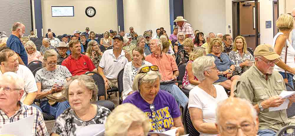 The Town Hall Meeting sponsored by Sheriff Greg Capers was a packed house. Residents of San Jacinto County wanted to know what is going on along the border of Texas-Mexico. 