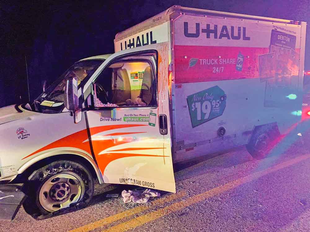The U-Haul in which Davidson led authorities on a chase.  (Photos courtesy of Trinity County Sheriff Woody Wallace)