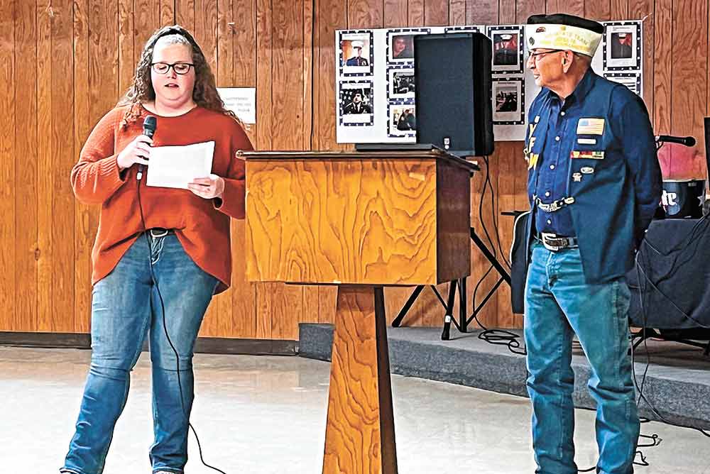 Coldspring-Oakhurst High School Senior Harllie Davis recited the award-winning essay she submitted for the VFW Voice of Democracy competition at the VFW Post 1839 awards banquet in Cleveland on Friday, Feb. 25.