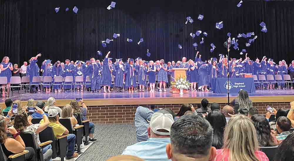 The graduating class of Shepherd High School celebrate the end of the year.  COURTESY PHOTO