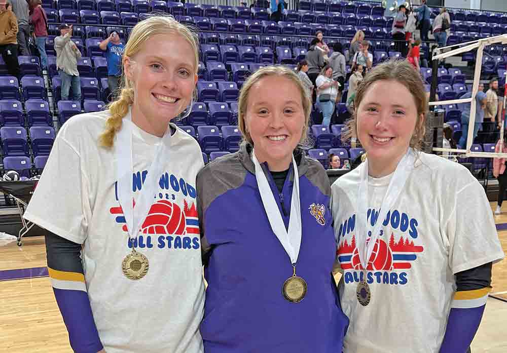 Pictured left-to-right: Lily Read, Coach Courtney Tonnies and Emma Byrd at the Pineywoods All-Star game. BECKI BYRD | TCB