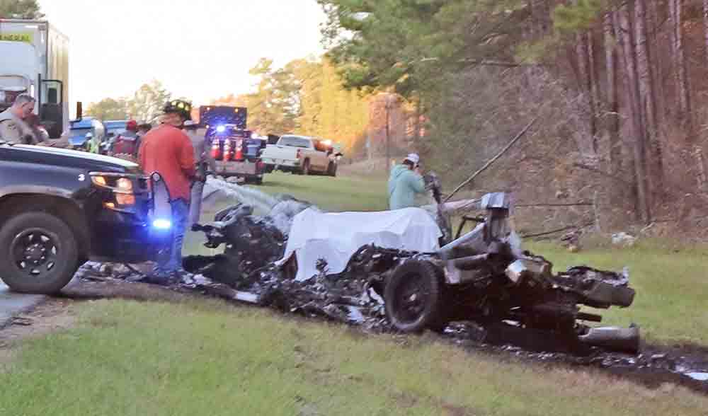The accident scene on Tuesday evening near the county line, north of Colmesneil. Chris Edwards | TCB
