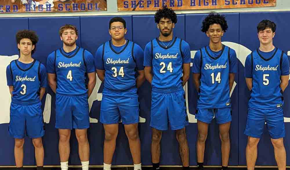 Six members of the Shepherd Pirates basketball team received all-district honors. Courtesy photo