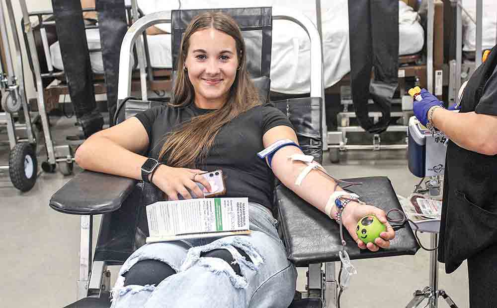 A COCISD student donates blood during a drive organized by the Health åof America group at the school. Courtesy photo