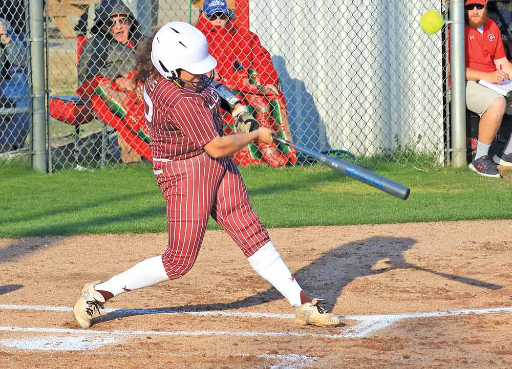 Lovelady's Mimi Sandoval smashed a home run against Groveton last Tuesday and uncorked a grand slam Thursday against Alto in back-to-back road wins.